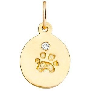 Beautiful Helen Ficalora 14 karat gold small paw print disc charm with diamond